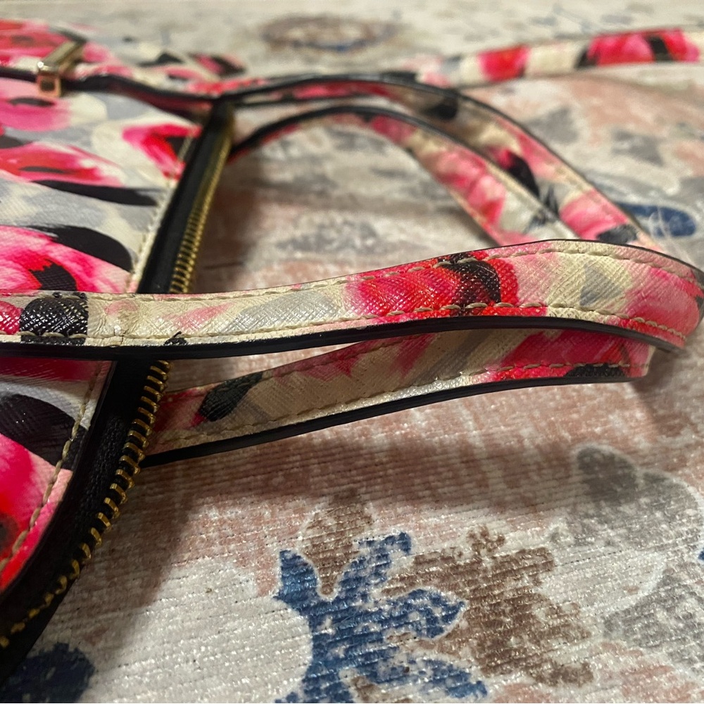 Kate Spade Cedar Street Maise Rose Print Satchel Saffiano Leather Floral (flaws) - Picture 7 of 16
